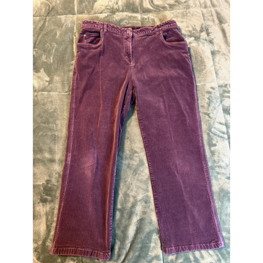 Woolrich Corduroy Burgundy Women's Stretch Straight Cut Comfy Pants Petite 14